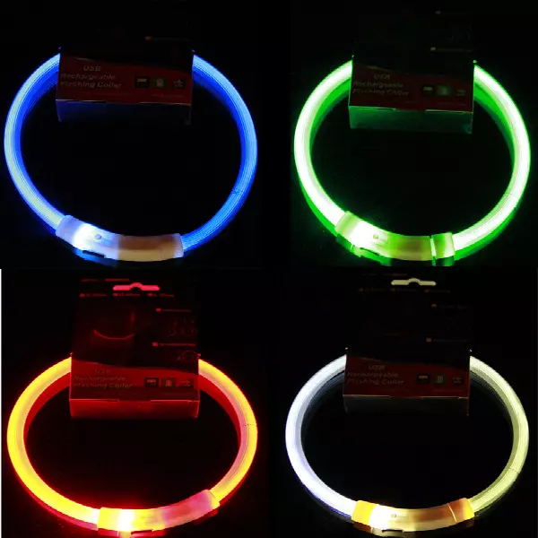 USB Rechargeable Flashing Dog Collar For Keeping Pet Outdoor Night Walking Safe