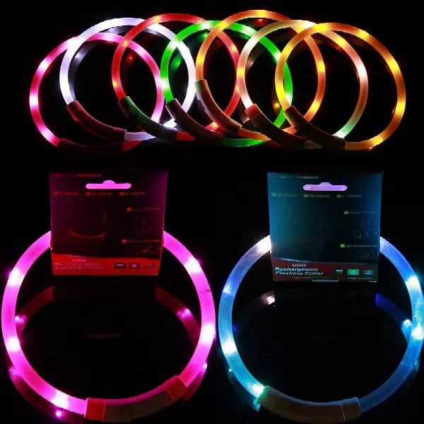 USB Rechargeable Flashing Dog Collar For Keeping Pet Outdoor Night Walking Safe 