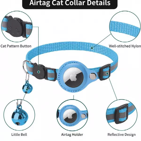 Reflective AirTag Pet Collar Safety Breakaway Buckle Kitten Collar Wholesale