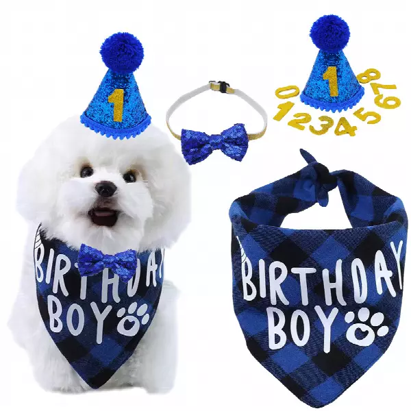 Pet party dress up suit dog birthday scarf bib pet birthday triangle scarf exporters 